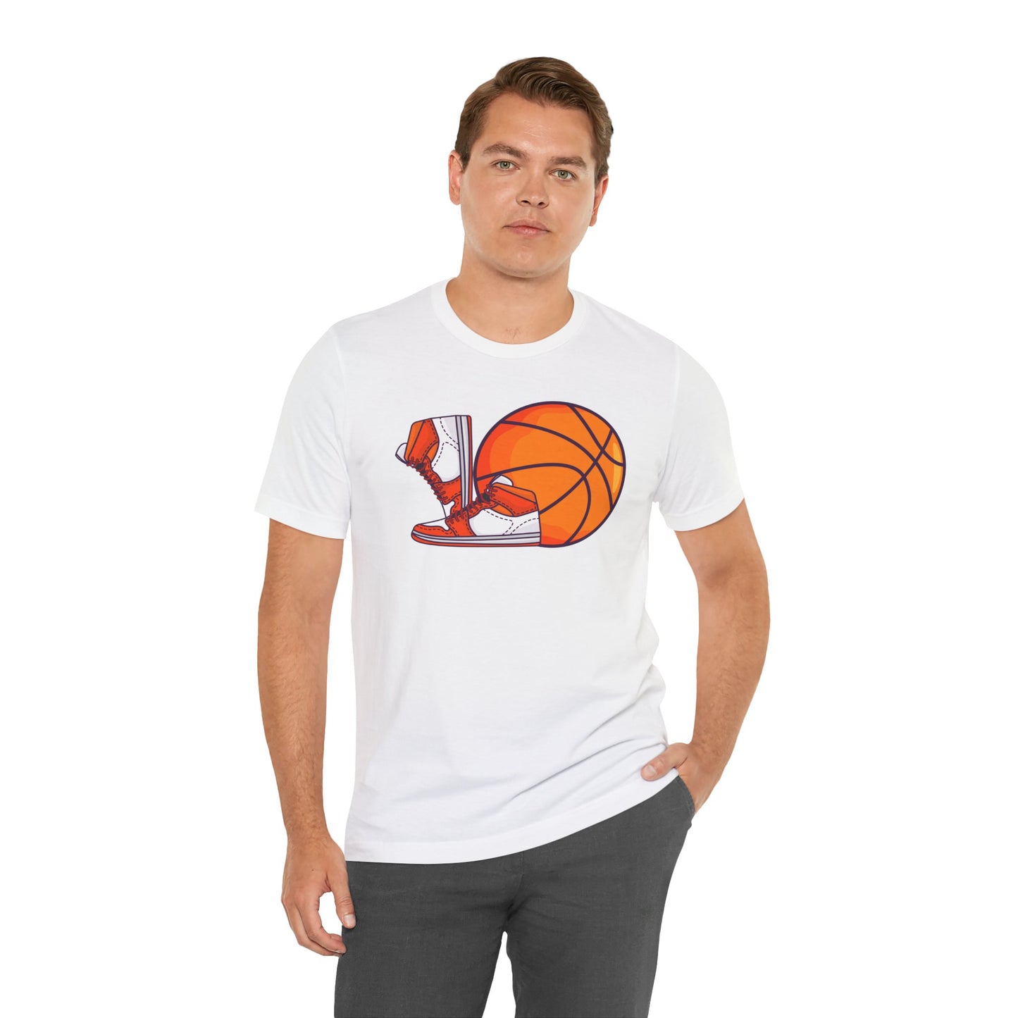 T-shirt unisexe en jersey avec chaussures de basket-ball