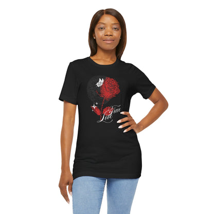 Love You Roses Short Sleeve Tee - Romantic Floral Design