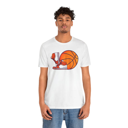 T-shirt unisexe en jersey avec chaussures de basket-ball