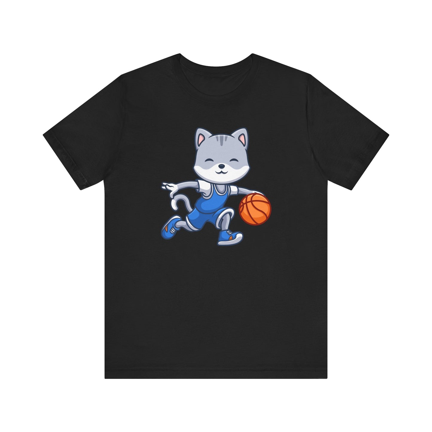 Camiseta unisex de manga corta con dibujo animado de baloncesto 