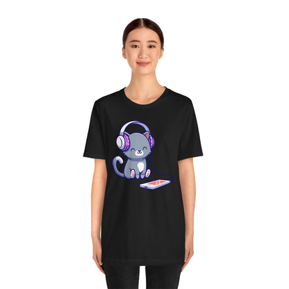 Cat Headphone Music Unisex Tee - Express Delivery Available