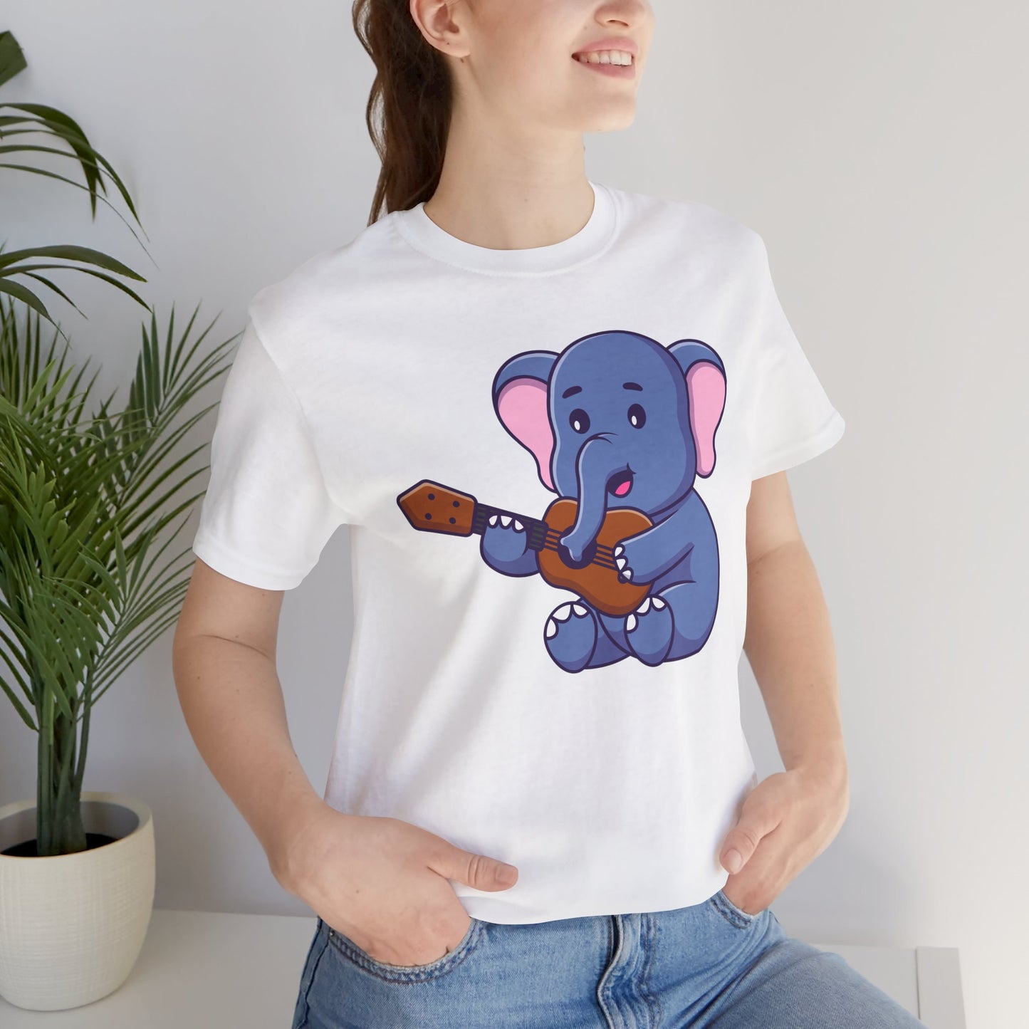 Cartoon Elephant Guitar Unisex Tee - Express Delivery Available