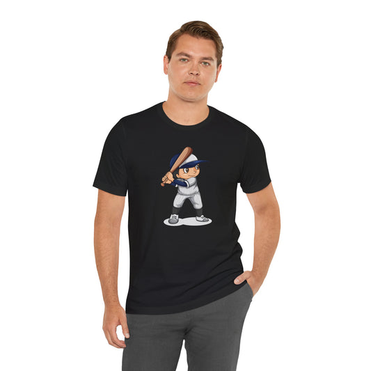 Unisex Jersey Short Sleeve Tee Express Delivery available CARTOON BOY HOLDING BASEBALL BAT