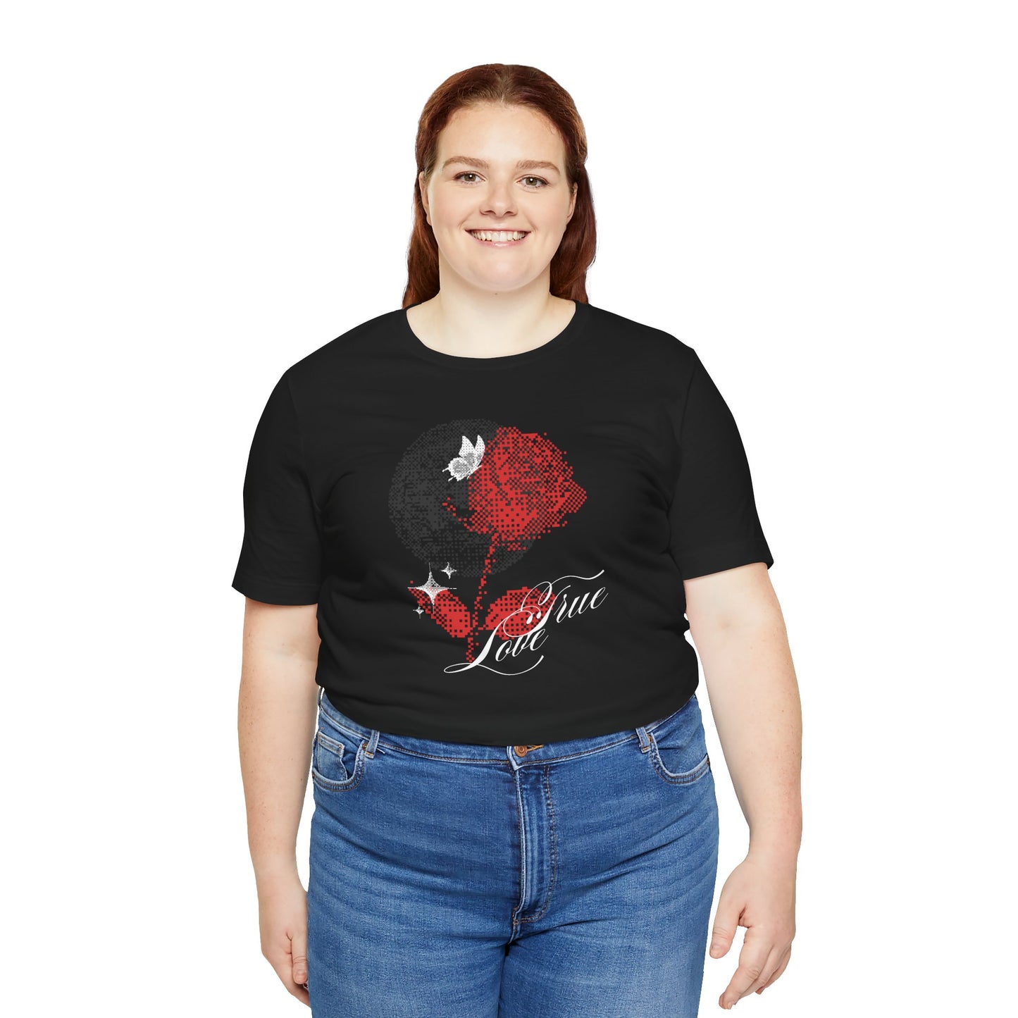 Love You Roses Short Sleeve Tee - Romantic Floral Design