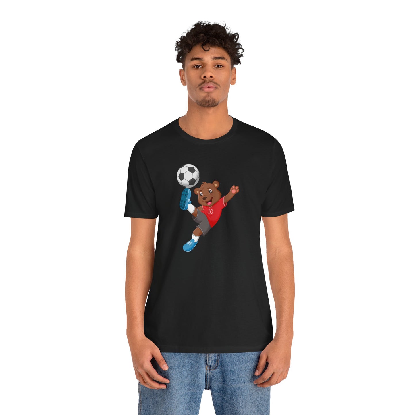 T-shirt unisexe avec chien jouant au football - Livraison express disponible