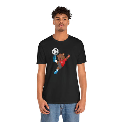 T-shirt unisexe avec chien jouant au football - Livraison express disponible