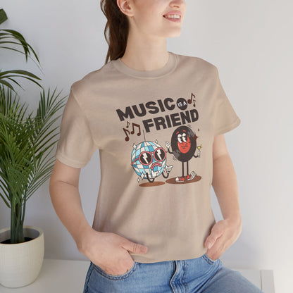 Music is a Friend Unisex Tee - Fun Graphic Music T-Shirt for Music Lovers