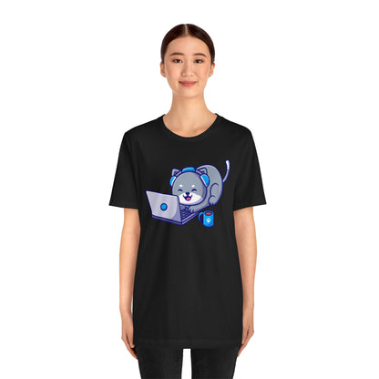 Cat Laptop Animal Unisex Tee - Express Delivery Available