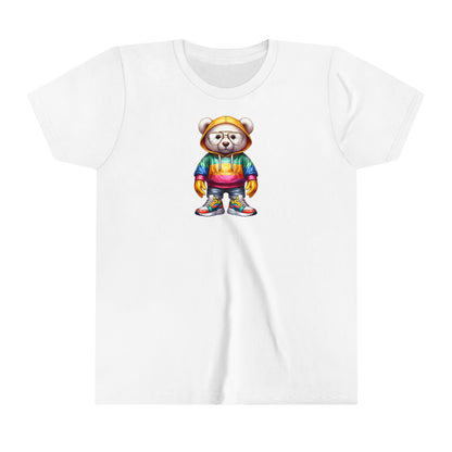 Colorful Bear Graphic Youth Tee - Fun, Trendy Short Sleeve Shirt for Kids