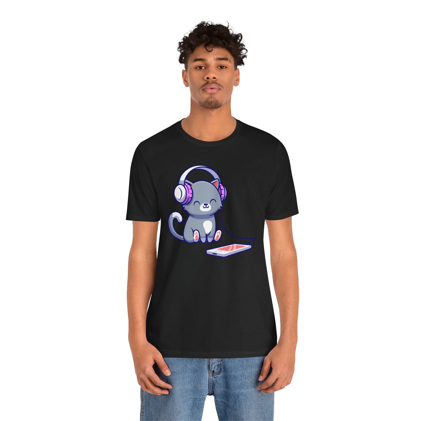 Cat Headphone Music Unisex Tee - Express Delivery Available