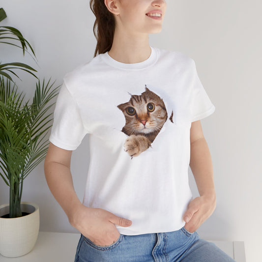 Cute Cat Peeking Unisex Tee | Fun & Playful Cat Design