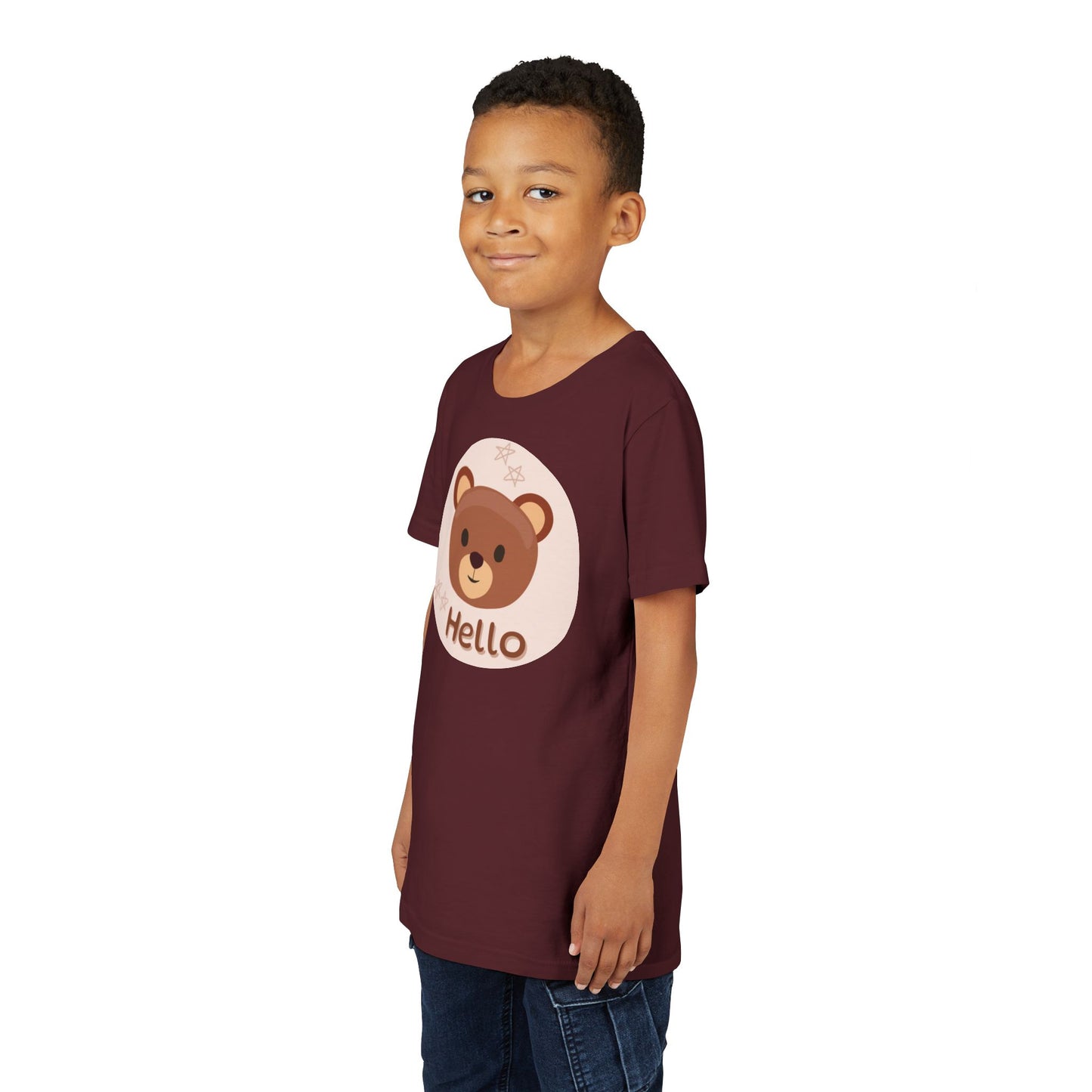 Cute Bear 'Hello' Youth Short Sleeve Tee - Perfect for Playtime and Gifts