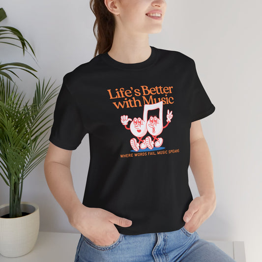 Music Lover Unisex Short Sleeve Tee - 'Life's Better with Music'