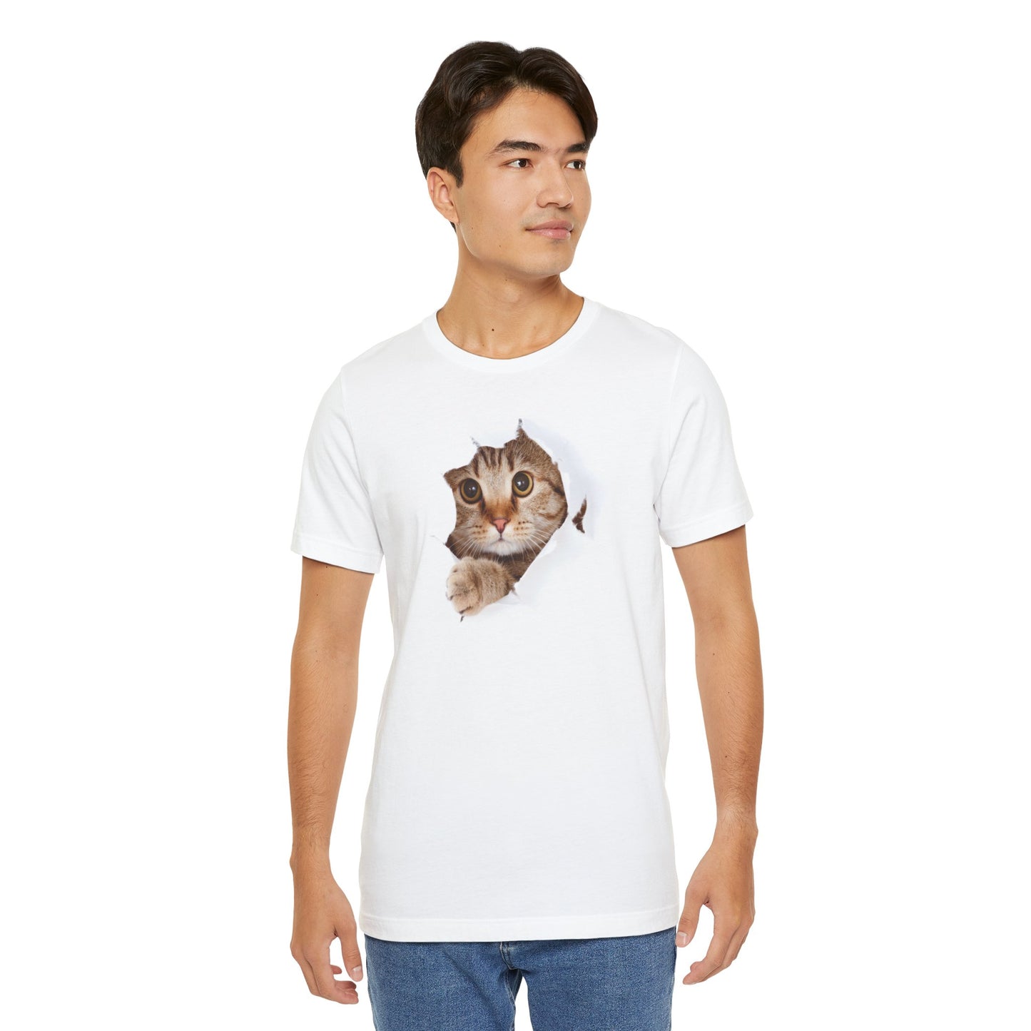 Cute Cat Peeking Unisex Tee | Fun & Playful Cat Design