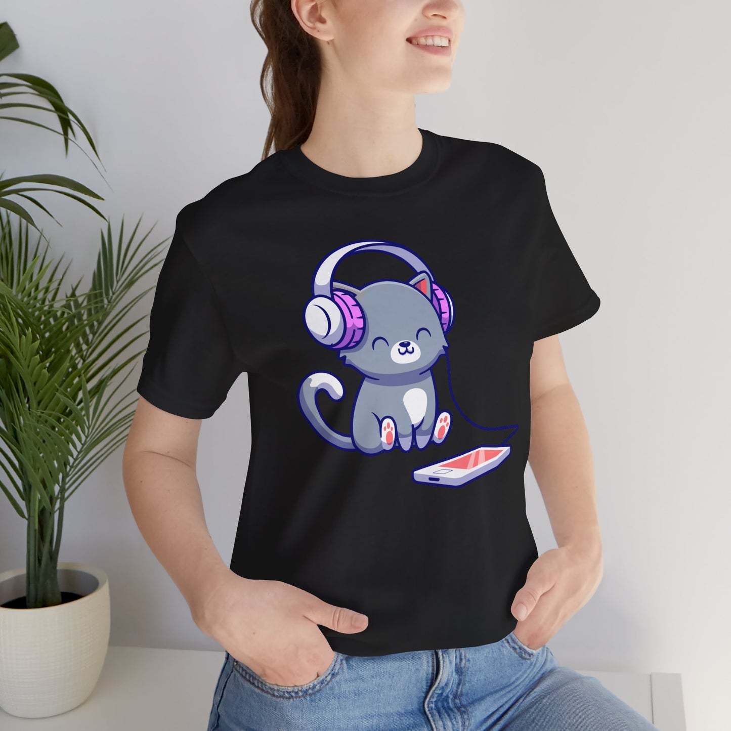 Cat Headphone Music Unisex Tee - Express Delivery Available