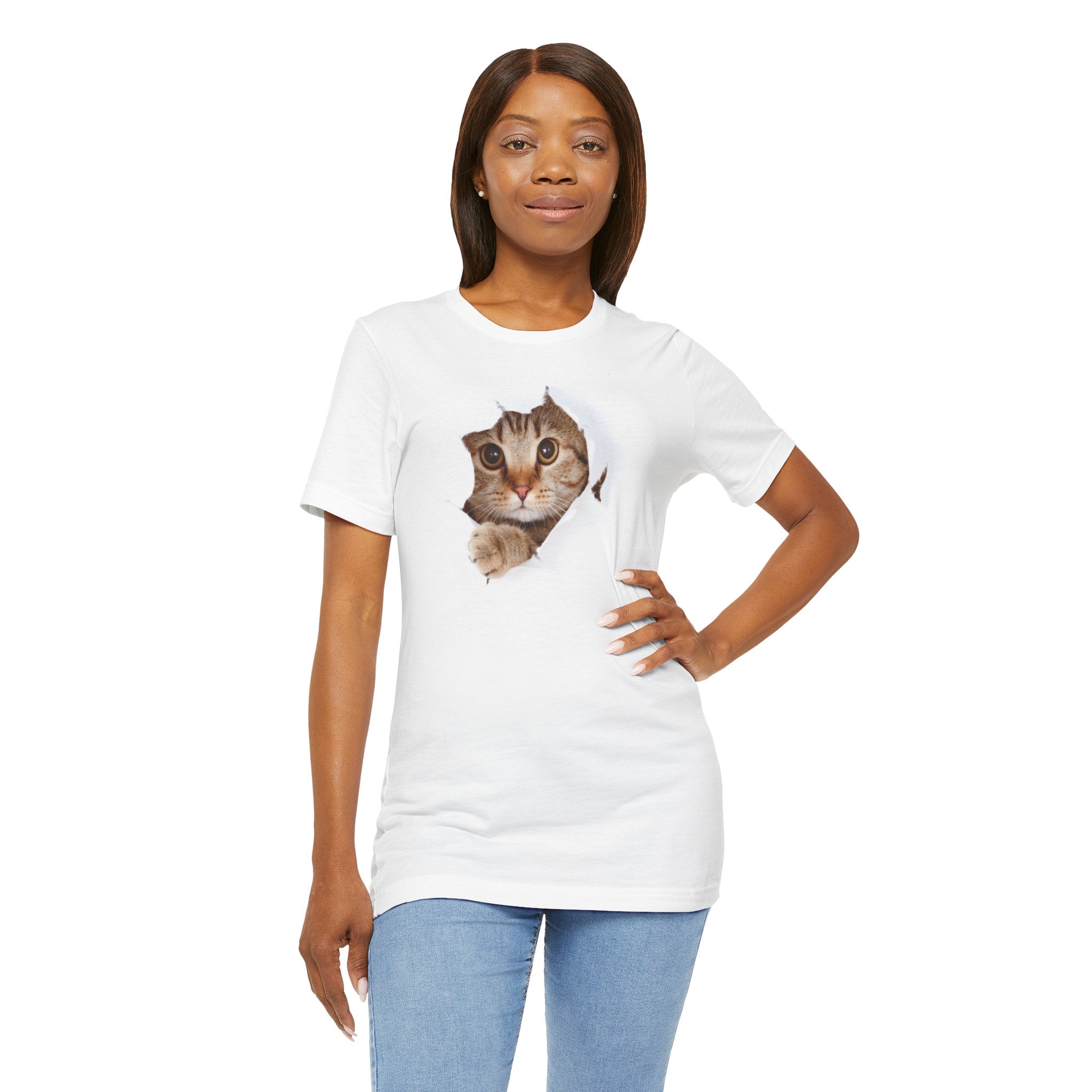 Cute Cat Peeking Unisex Tee | Fun & Playful Cat Design