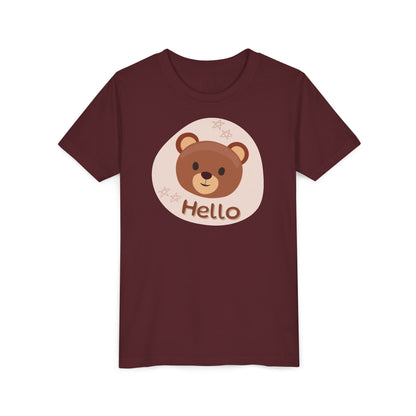 Cute Bear 'Hello' Youth Short Sleeve Tee - Perfect for Playtime and Gifts