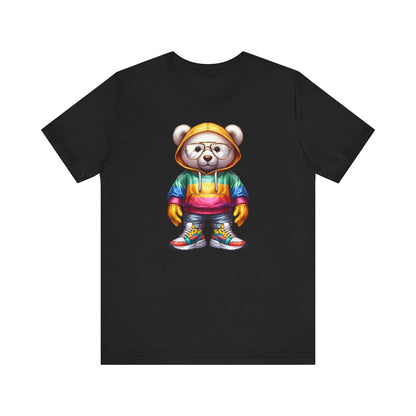 T-shirt à manches courtes unisexe en jersey Ours en peluche avec capuche 