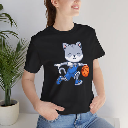 Camiseta unisex de manga corta con dibujo animado de baloncesto 