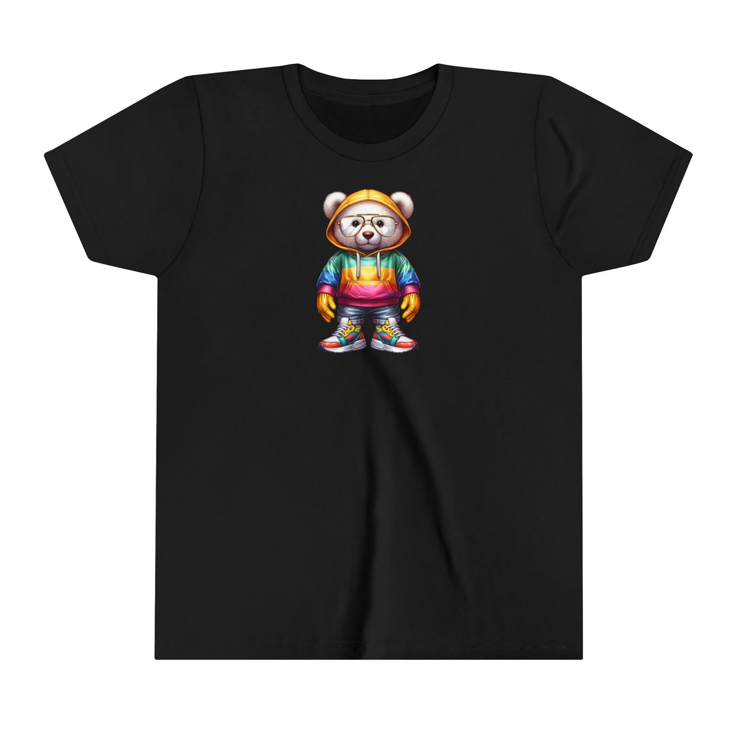 Colorful Bear Graphic Youth Tee - Fun, Trendy Short Sleeve Shirt for Kids