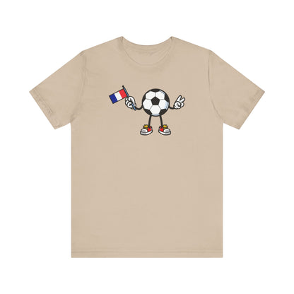 T-shirt à manches courtes unisexe en jersey avec drapeau de la France 