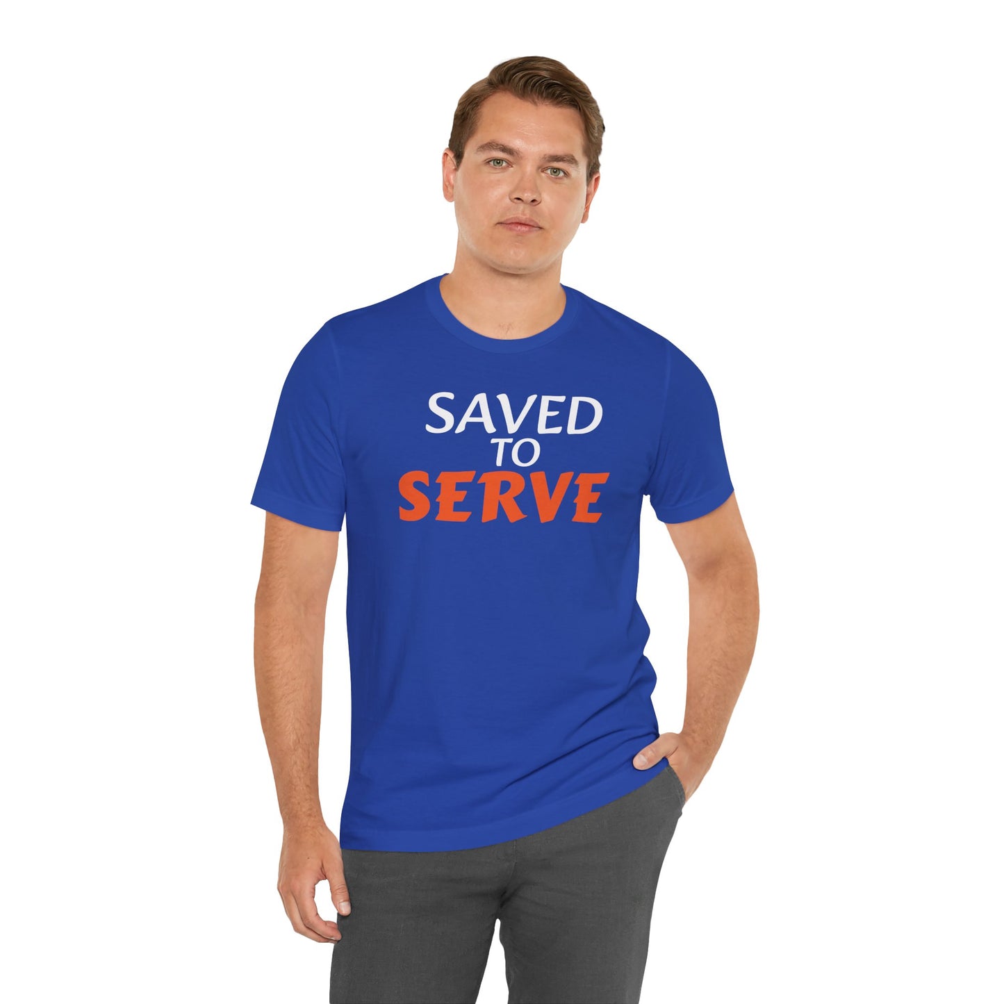 Saved to Serve Unisex Jersey Tee - Inspirational Blue T-Shirt for Everyday Wear