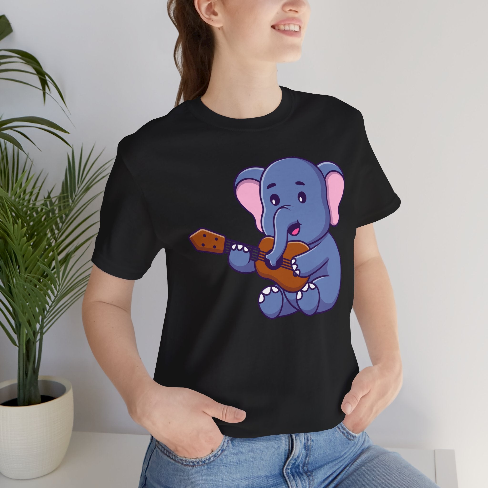 Cartoon Elephant Guitar Unisex Tee - Express Delivery Available