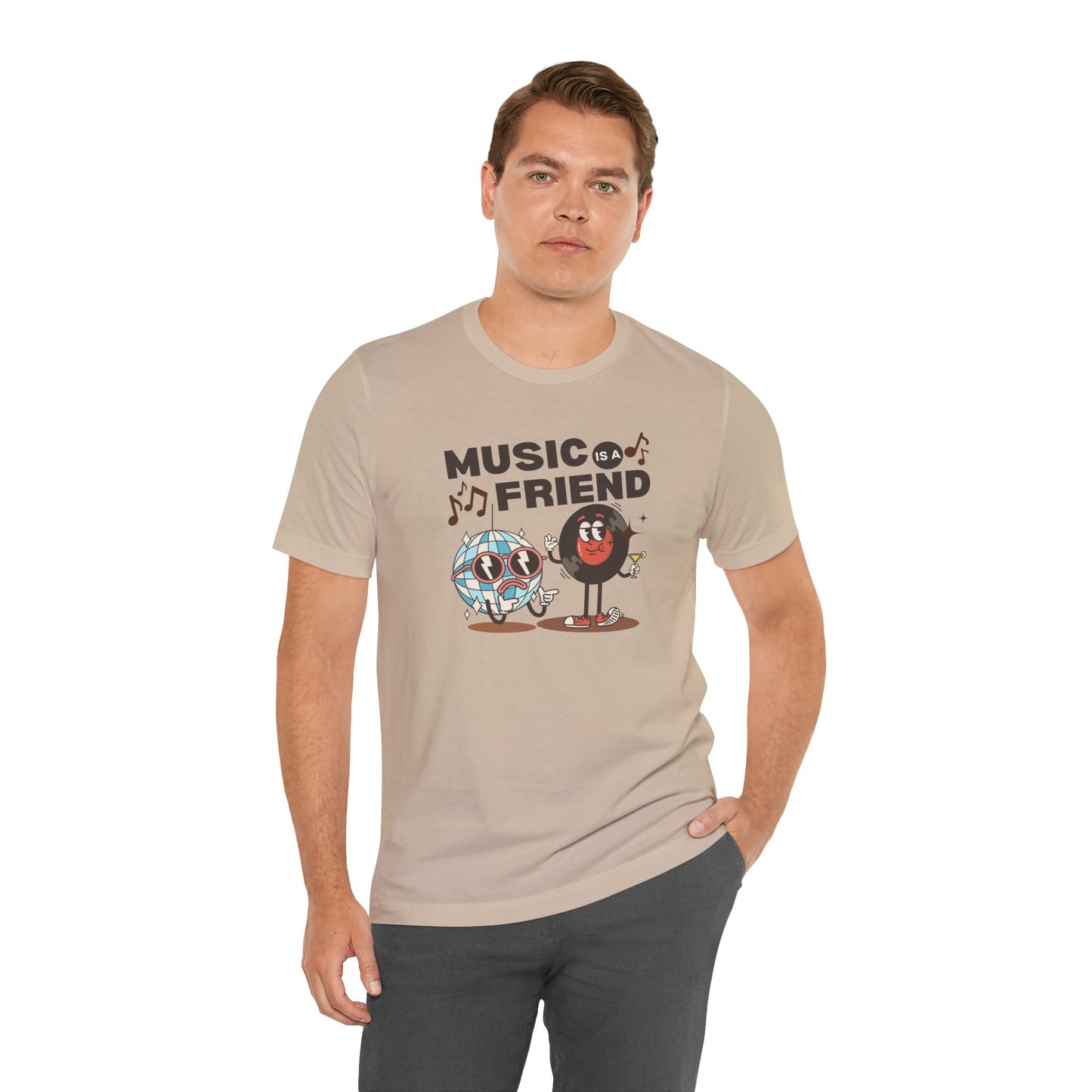 Music is a Friend Unisex Tee - Fun Graphic Music T-Shirt for Music Lovers