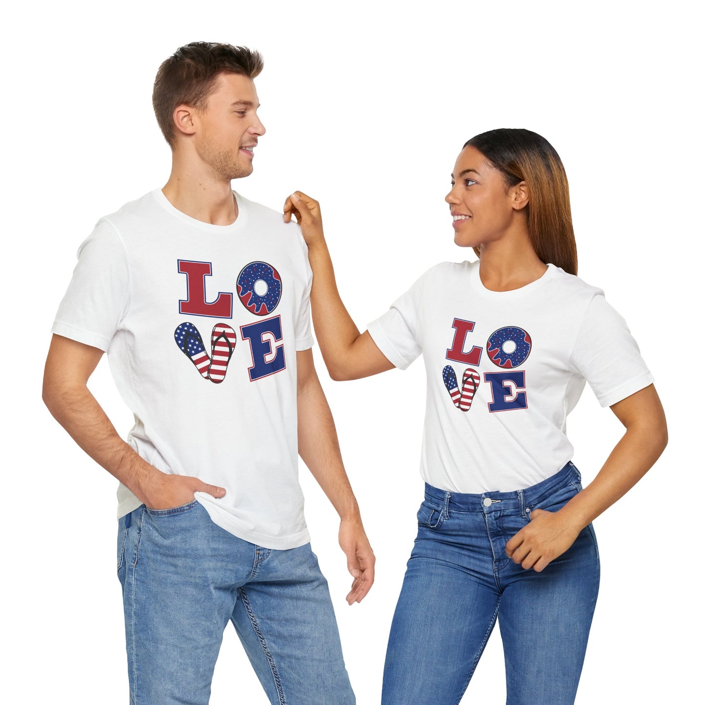 Patriotic Love Unisex Tee - USA Flag Graphic T-Shirt for Holidays