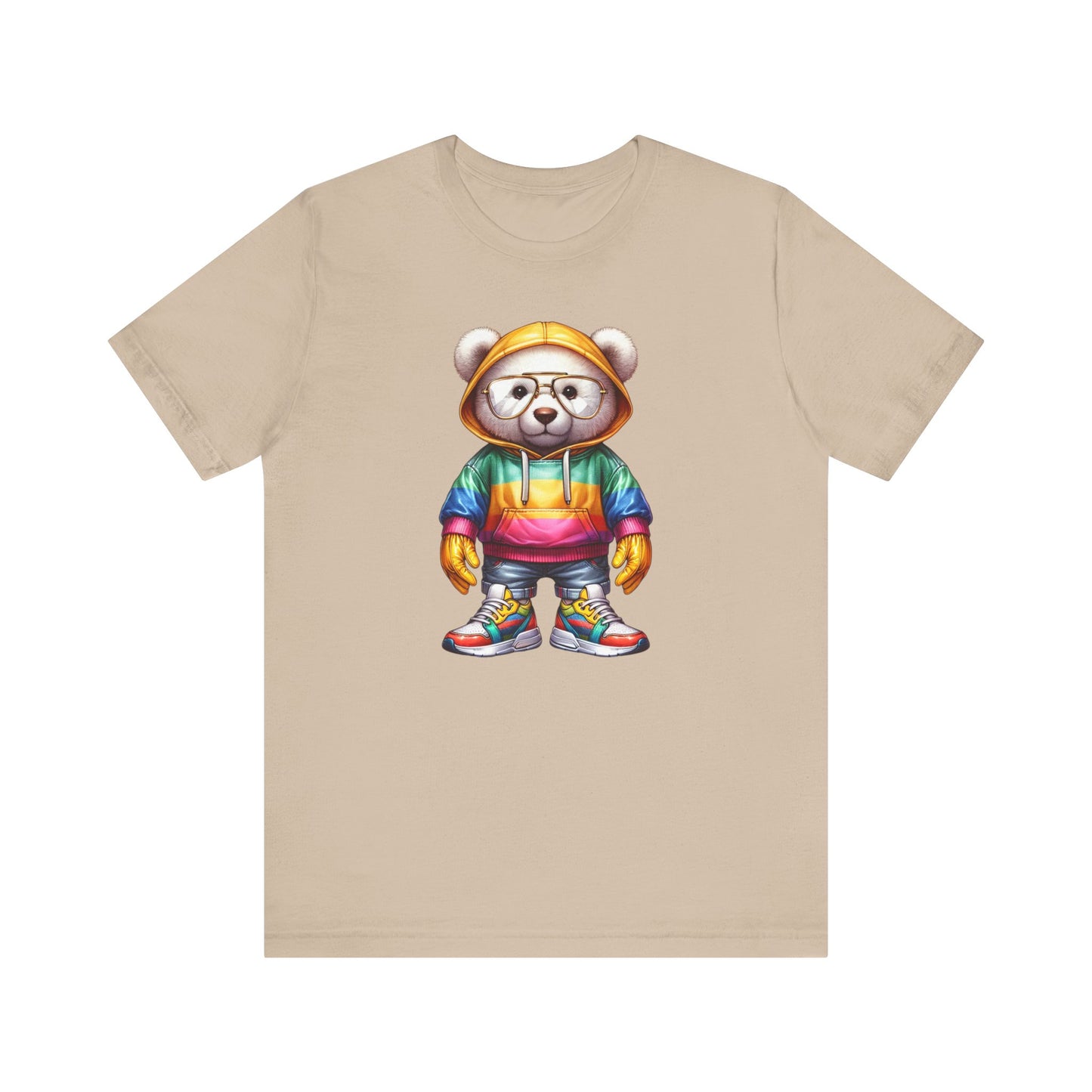 T-shirt à manches courtes unisexe en jersey Ours en peluche avec capuche 