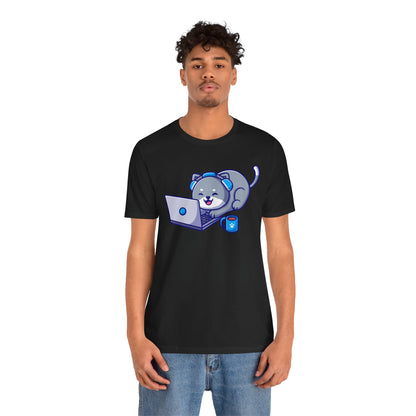 Cat Laptop Animal Unisex Tee - Express Delivery Available