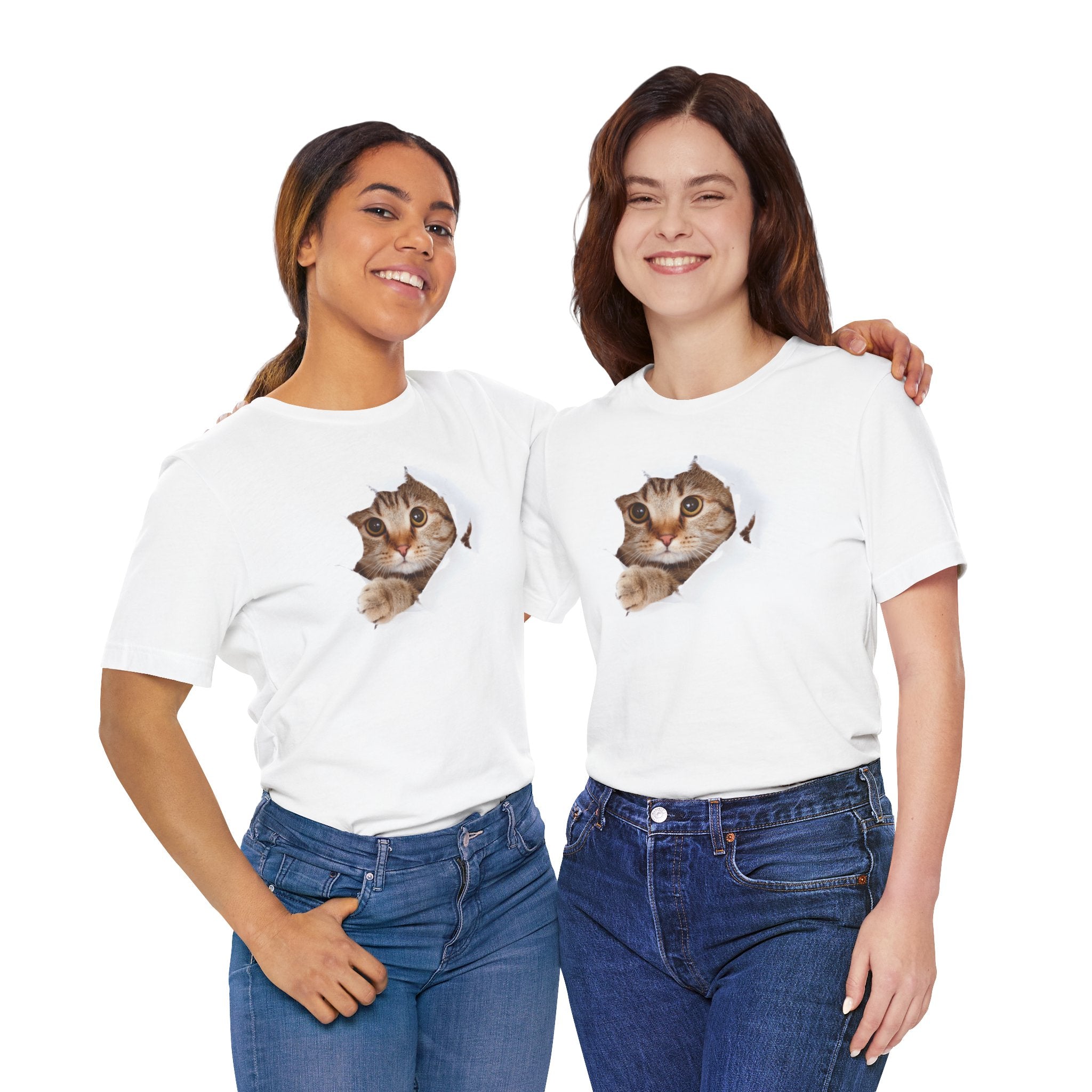 Cute Cat Peeking Unisex Tee | Fun & Playful Cat Design