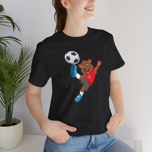 T-shirt unisexe avec chien jouant au football - Livraison express disponible