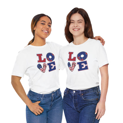 Patriotic Love Unisex Tee - USA Flag Graphic T-Shirt for Holidays