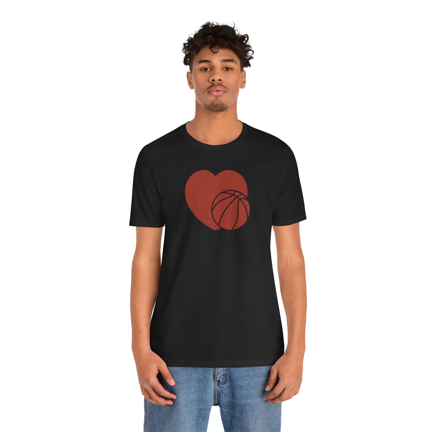 Camiseta de manga corta unisex. Me encanta el baloncesto. 