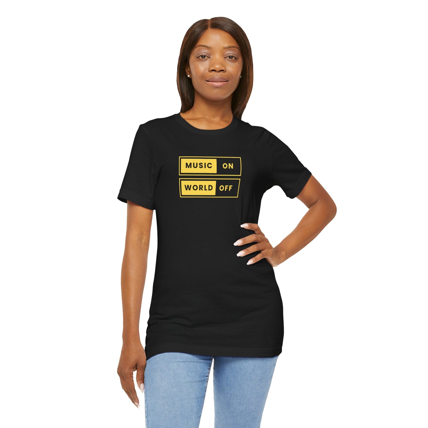 Music On World Off Unisex Jersey Tee - Casual Comfort for Music Lovers