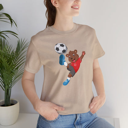 T-shirt unisexe avec chien jouant au football - Livraison express disponible