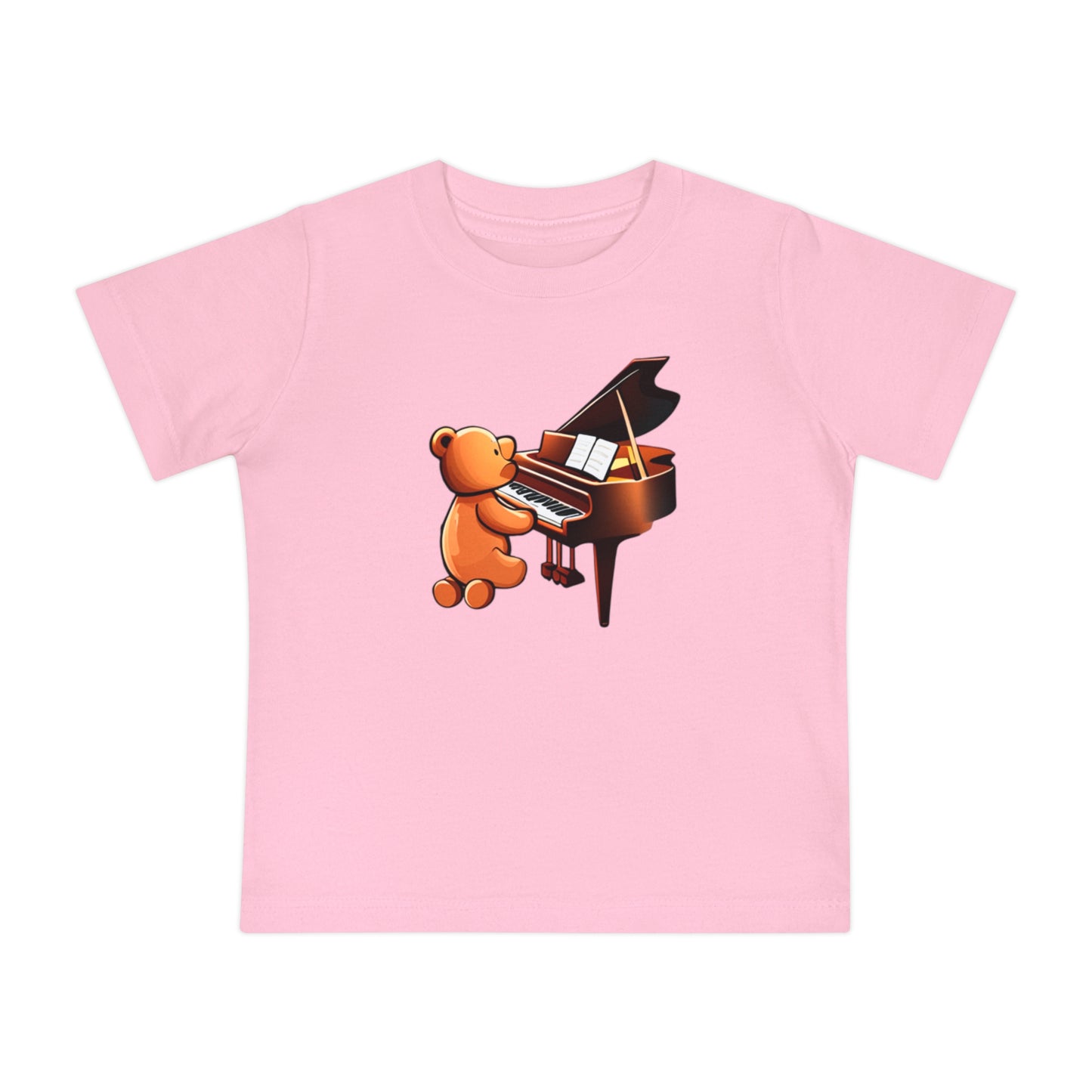 Cute Piano Bear Baby T-Shirt - Adorable Short Sleeve Tee for Music Lovers