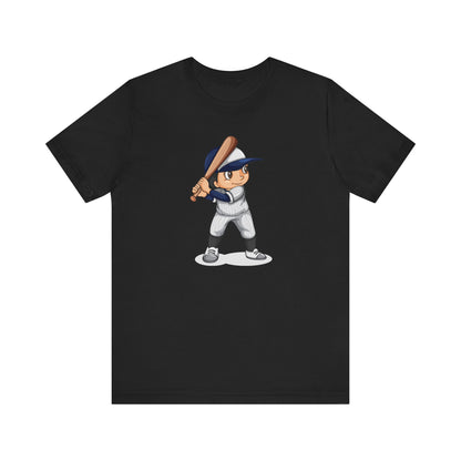 Unisex Jersey Short Sleeve Tee Express Delivery available CARTOON BOY HOLDING BASEBALL BAT