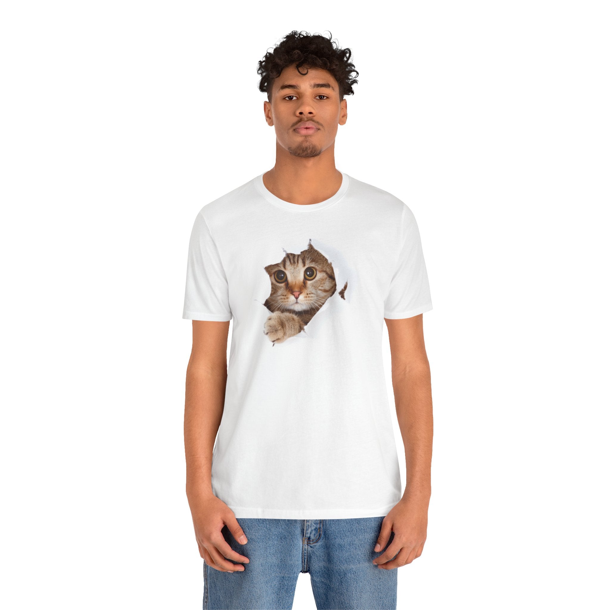 Cute Cat Peeking Unisex Tee | Fun & Playful Cat Design