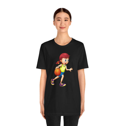 Unisex Jersey Short Sleeve Tee GIRL PLAYING BASKETBALL