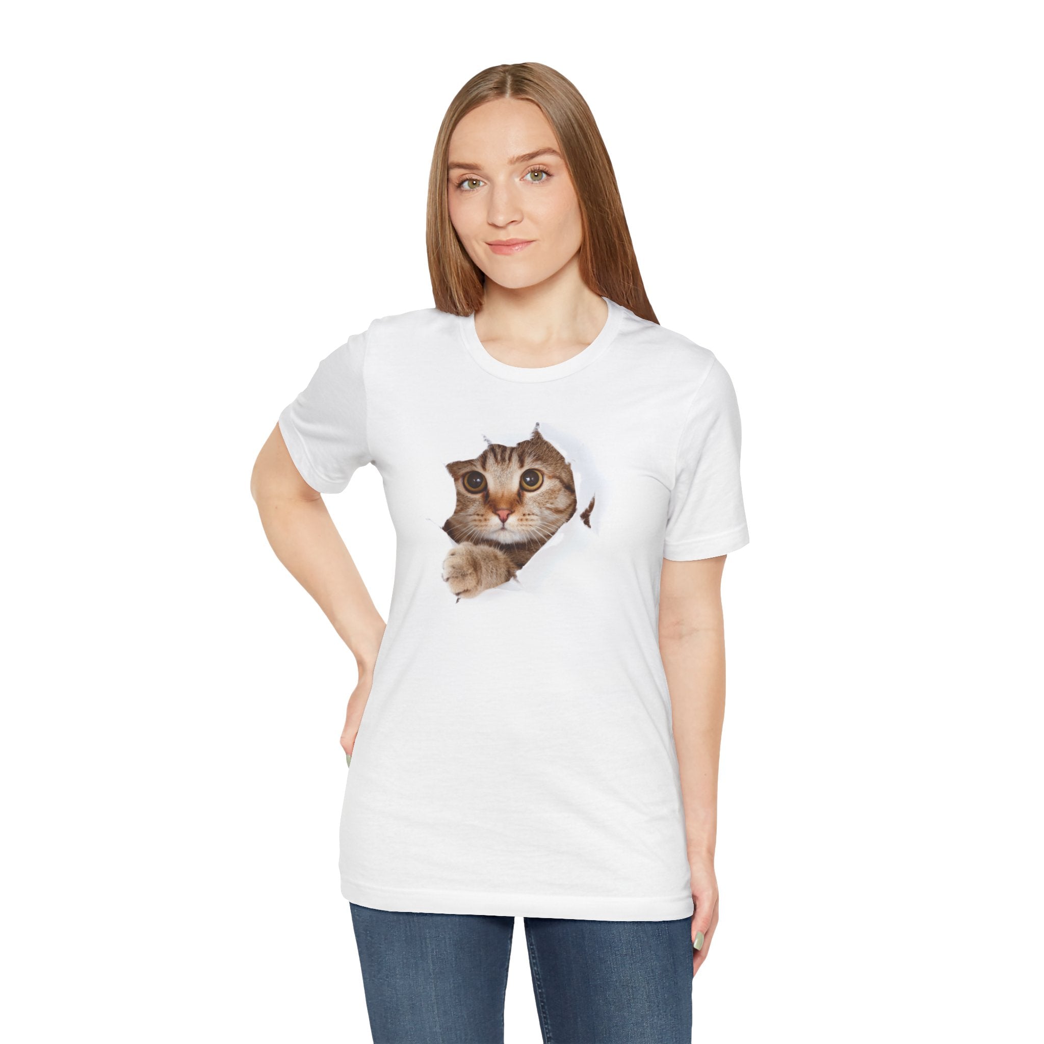 Cute Cat Peeking Unisex Tee | Fun & Playful Cat Design