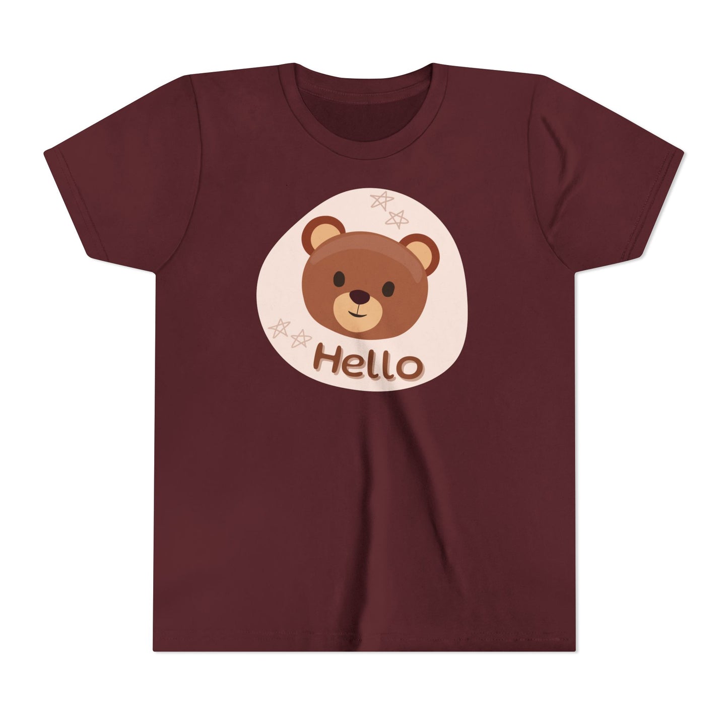 Cute Bear 'Hello' Youth Short Sleeve Tee - Perfect for Playtime and Gifts