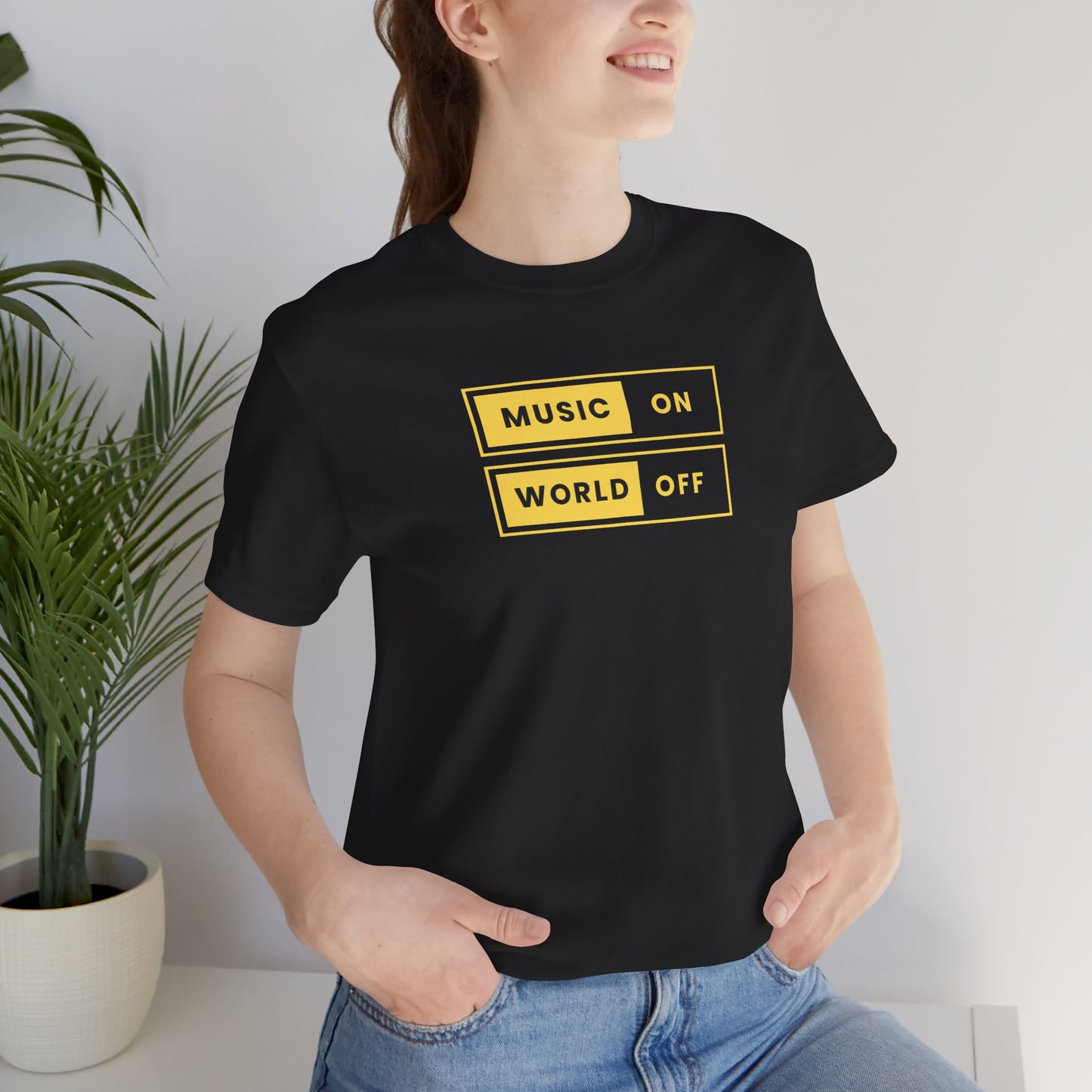 Music On World Off Unisex Jersey Tee - Casual Comfort for Music Lovers