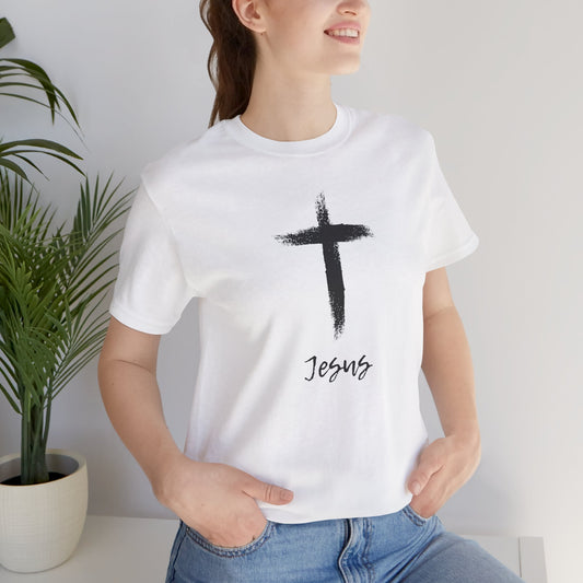 Faith Inspired Unisex Short Sleeve Tee - 'Jesus' Cross Design