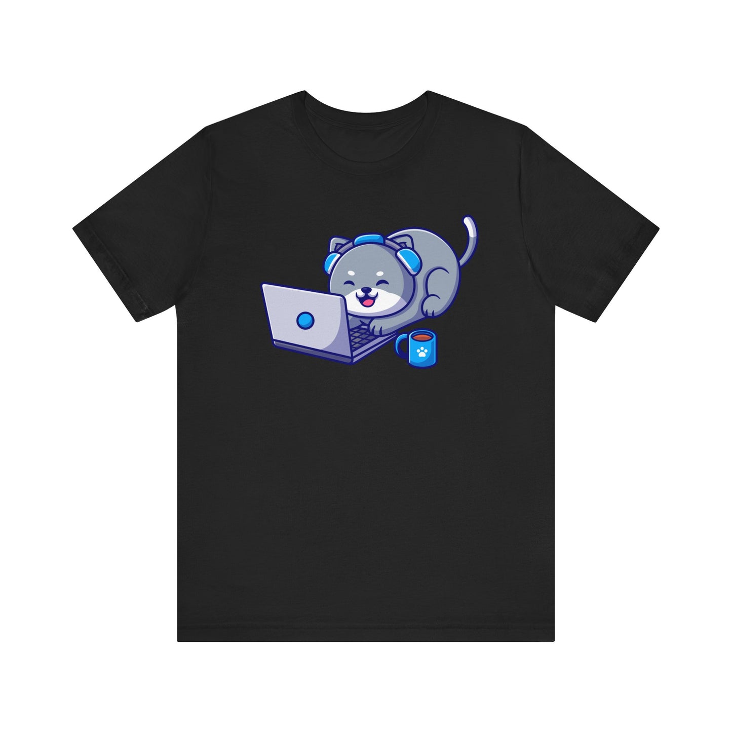 T-shirt unisexe avec motif chat pour ordinateur portable - Livraison express disponible