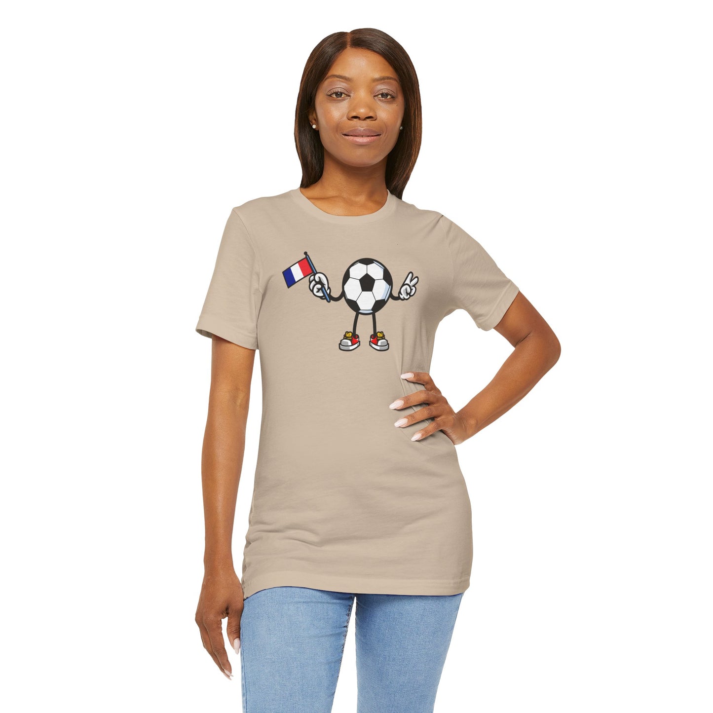 T-shirt à manches courtes unisexe en jersey avec drapeau de la France 