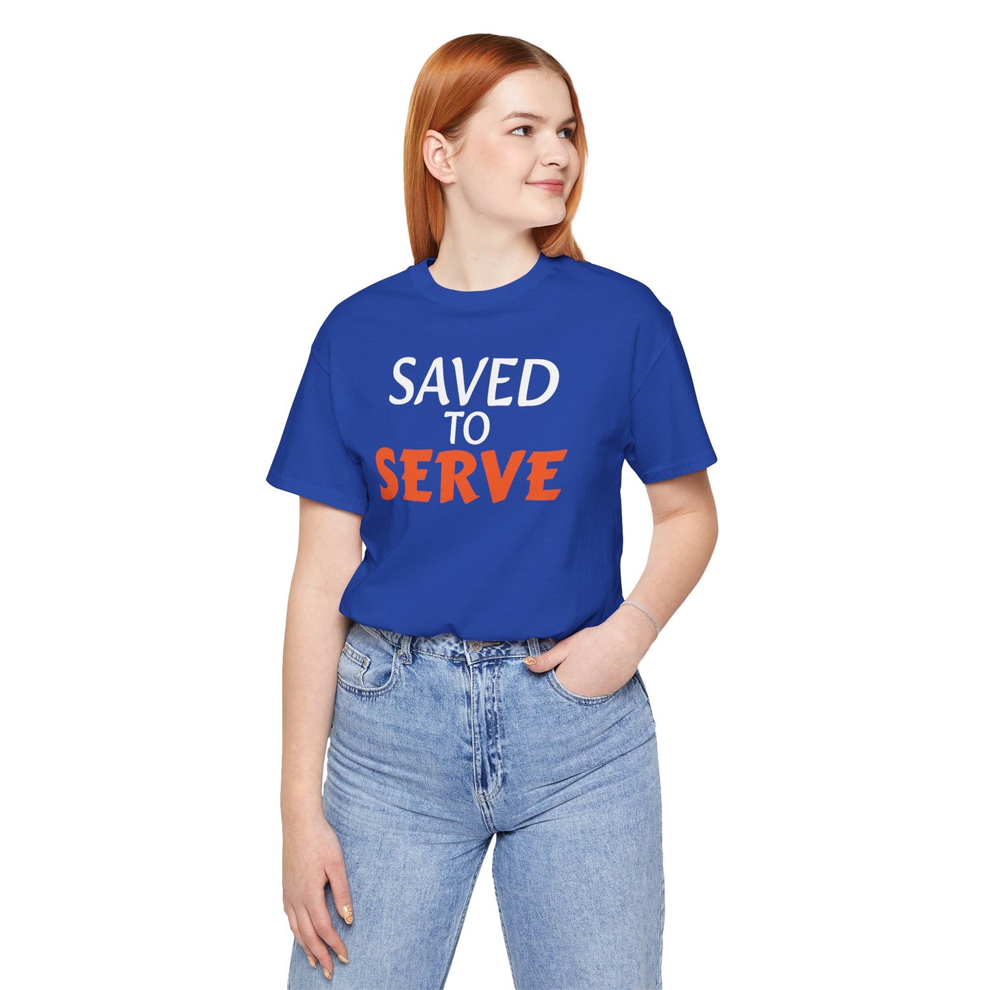 Saved to Serve Unisex Jersey Tee - Inspirational Blue T-Shirt for Everyday Wear