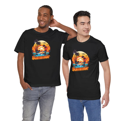 Vintage Summer Vibes Unisex Tee - Beach Sunset Graphic T-Shirt