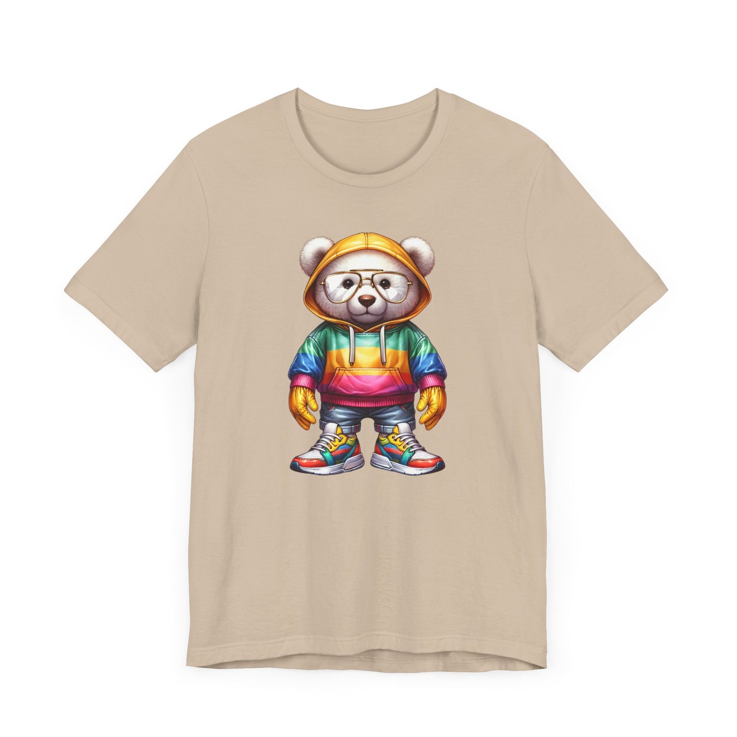 T-shirt à manches courtes unisexe en jersey Ours en peluche avec capuche 